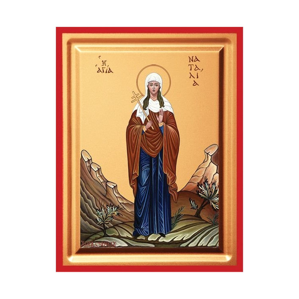 Saint Natalia Serigraphy Icon - Carved Wood