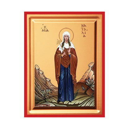 Saint Natalia Serigraphy Icon - Carved Wood
