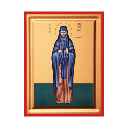 Saint Nikephoros the Leper Serigraphy Icon - Carved Wood