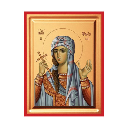 Saint Photini Serigraphy Icon - Carved Wood