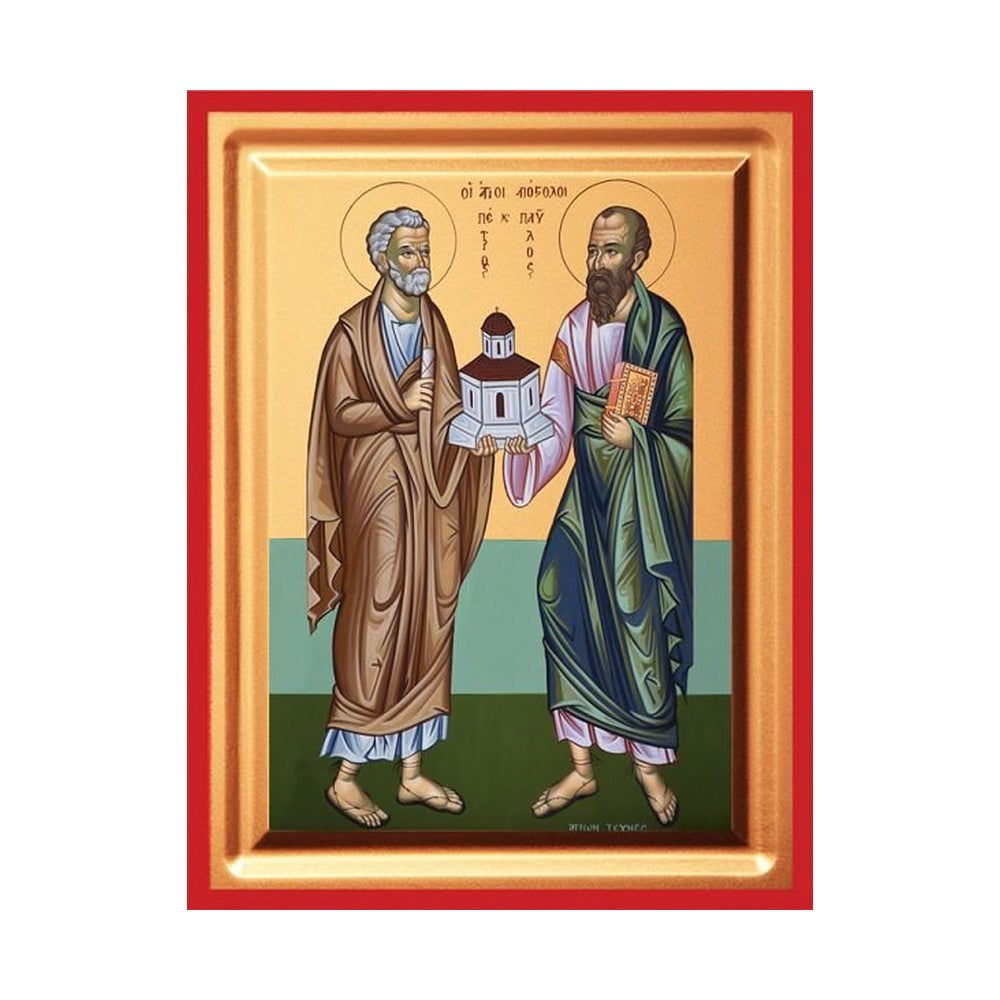 Saints Peter & Paul Serigraphy Icon - Carved Wood