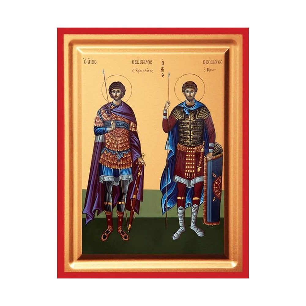 Saints Theodore Serigraphy Icon - Carved Wood