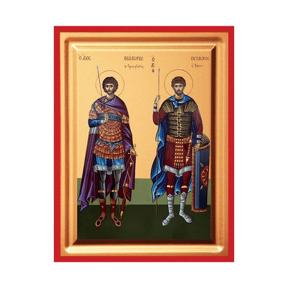Saints Theodore Serigraphy Icon - Carved Wood