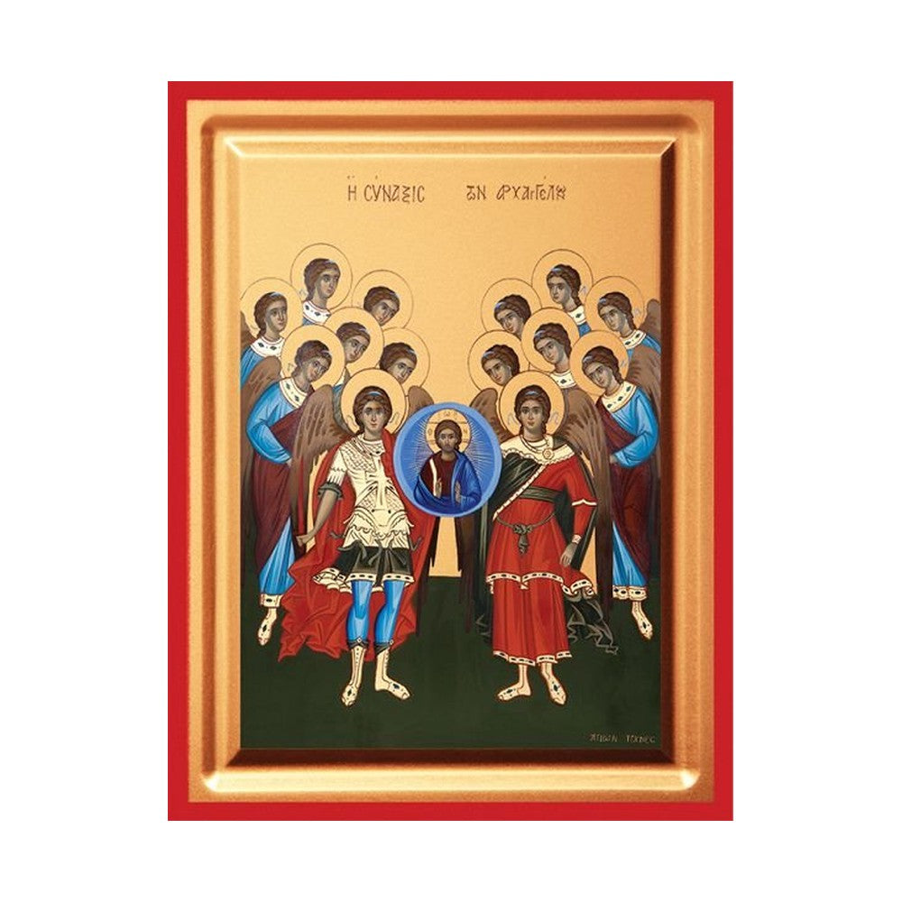 Synaxis of the Archangels Serigraphy Icon - Carved Wood