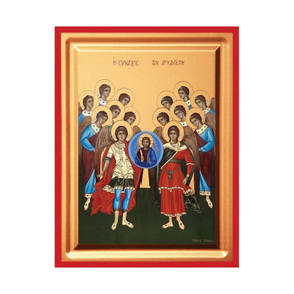 Synaxis of the Archangels Serigraphy Icon - Carved Wood