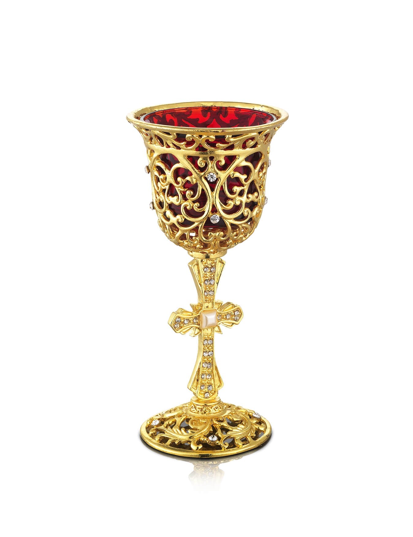 Orthodox vigil lamp Gold Plated design – front view | TheHolyArt