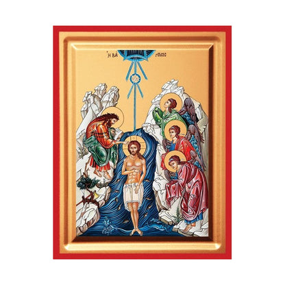 The Baptism of Christ (Theophany) Serigraphy Icon - Carved Wood