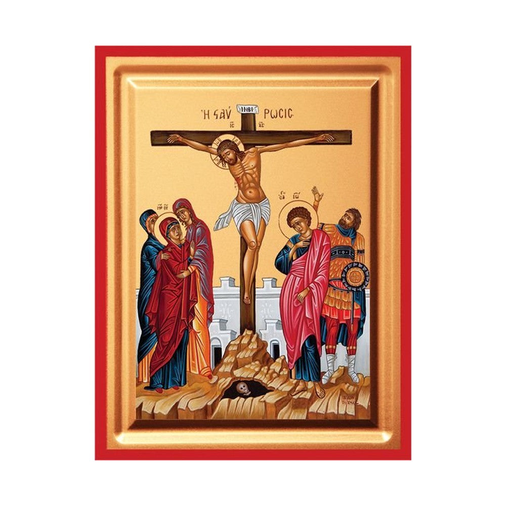 The Crucifixion Serigraphy Icon - Carved Wood