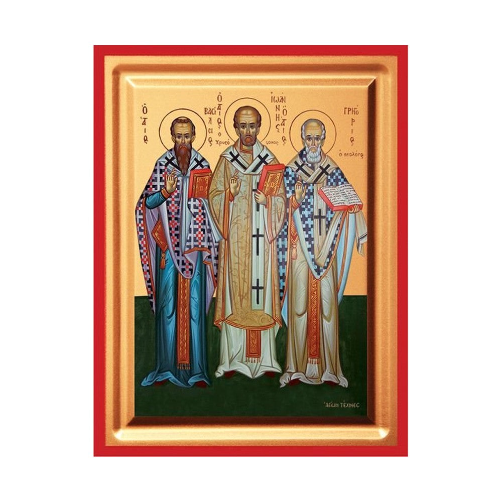 The Three Hierarchs Serigraphy Icon - Carved Wood