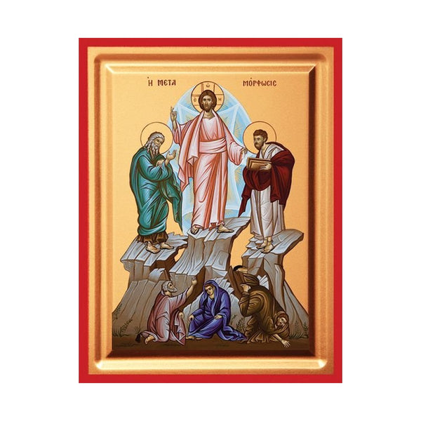 The Transfiguration Serigraphy Icon, Handmade Greek Orthodox, Byzantine art wall hanging on carved wood, religious decor