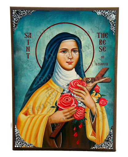 Saint Therese of Lisieux icon, Handmade Greek Catholic icon of The Little Flower of Jesus, Byzantine art wall hanging icon wood plaque - TheHolyArt