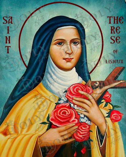 Saint Therese of Lisieux icon, Handmade Greek Catholic icon of The Little Flower of Jesus, Byzantine art wall hanging icon wood plaque - TheHolyArt