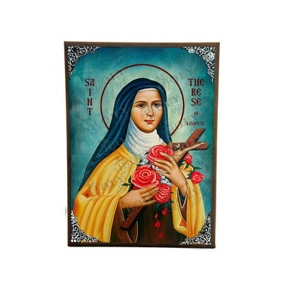 Saint Therese of Lisieux icon, Handmade Greek Catholic icon of The Little Flower of Jesus, Byzantine art wall hanging icon wood plaque - TheHolyArt