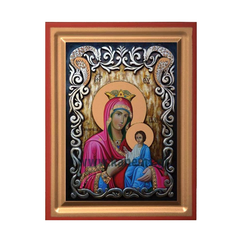 Virgin Mary Arvanitissa Serigraphy Icon - Carved Wood