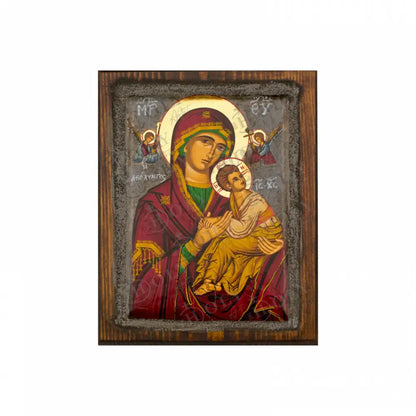 Virgin Mary icon Panagia Amolyntos Vintage Canvas Serigraphy Handmade Greek Orthodox icon of Mother of Theotokos art