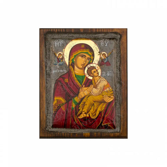 Virgin Mary icon Panagia Amolyntos Vintage Canvas Serigraphy Handmade Greek Orthodox icon of Mother of Theotokos art