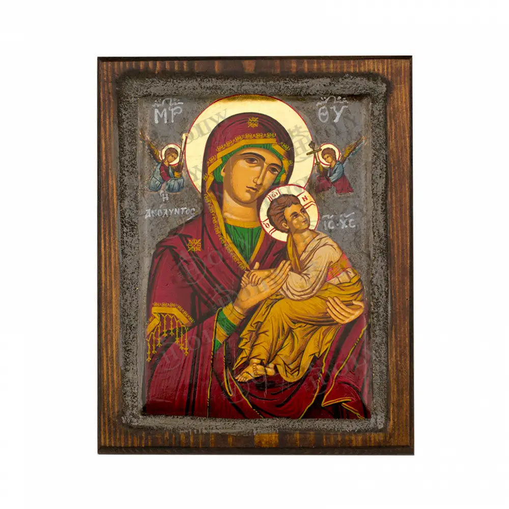 Virgin Mary icon Panagia Amolyntos Vintage Canvas Serigraphy Handmade Greek Orthodox icon of Mother of Theotokos art