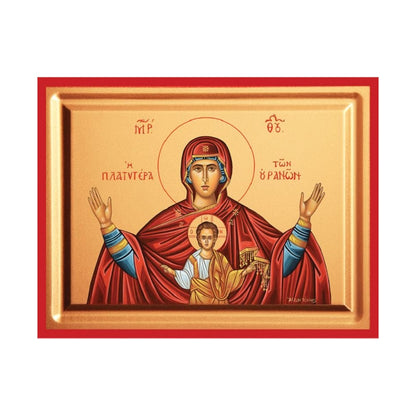 Virgin Mary Platytera Serigraphy Icon - Carved Wood