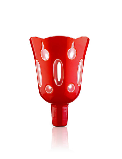 red vigil lamp Lucerna Red with White design – front view | TheHolyArt