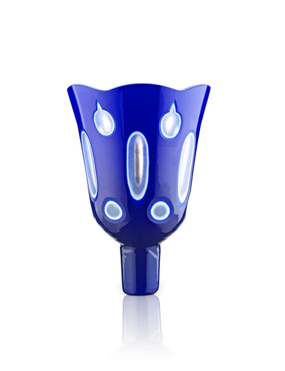 blue vigil lamp Lucerna Blue with White design – front view | TheHolyArt