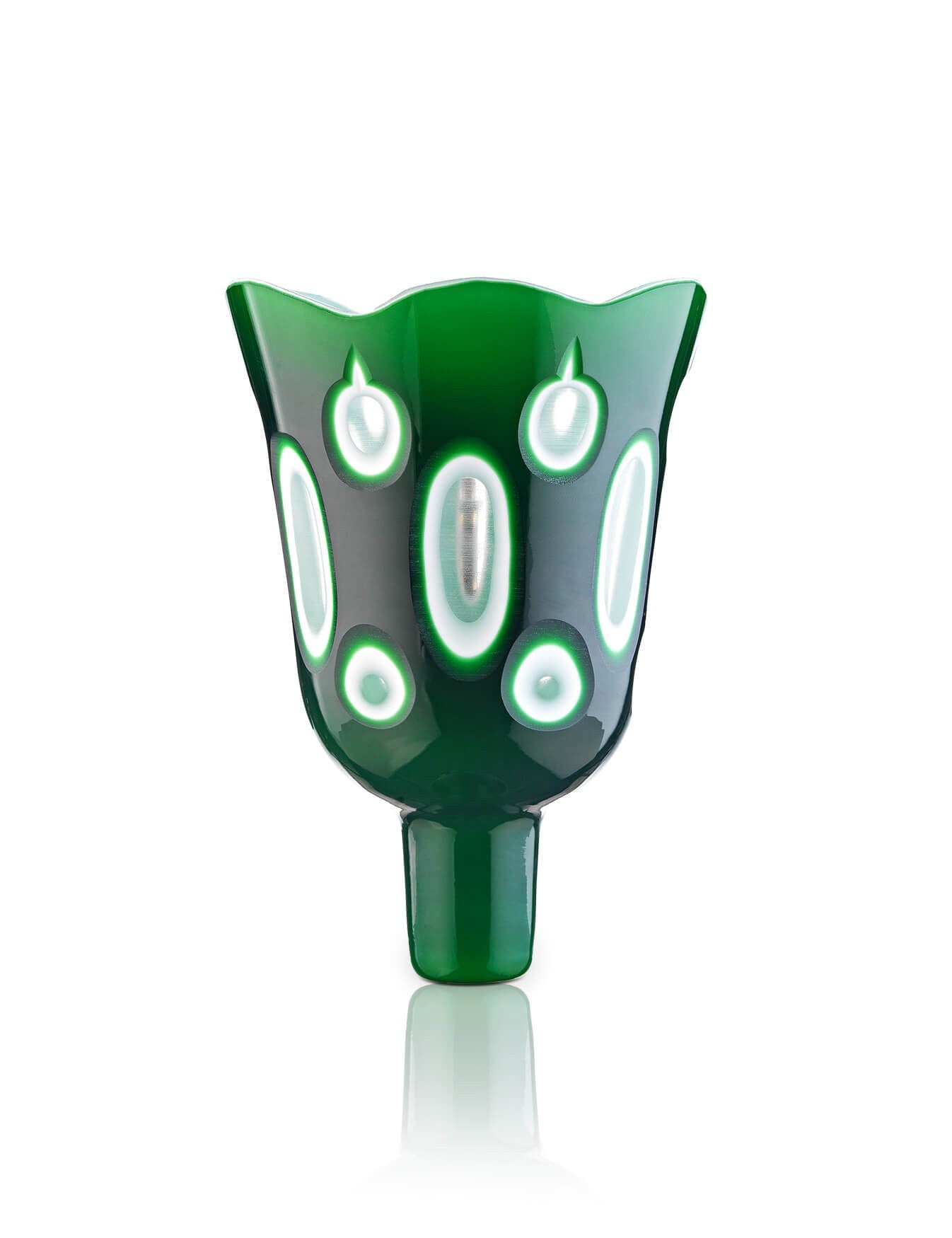 green vigil lamp Lucerna Green with White design – front view | TheHolyArt
