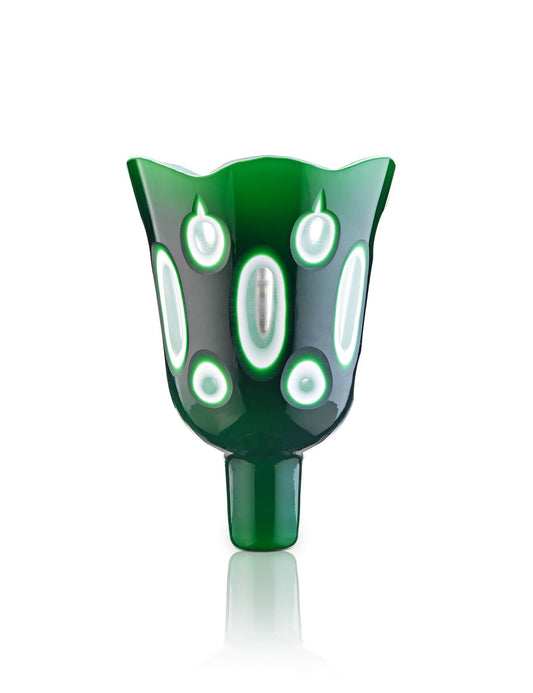 green vigil lamp Lucerna Green with White design – front view | TheHolyArt