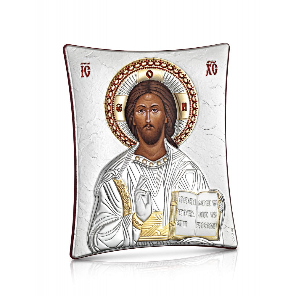 Christ Blessing sterling silver 925 Orthodox icon, gold-plated Byzantine, handmade in Greece