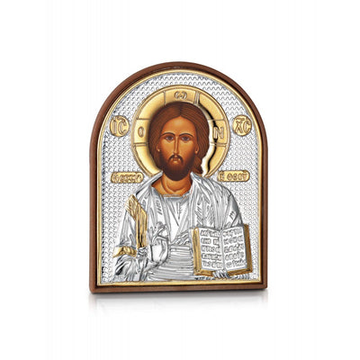 Christ Blessing miniature sterling silver 925 Orthodox icon, gold-plated Byzantine, handmade in Greece