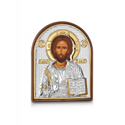 Christ Blessing miniature sterling silver 925 Orthodox icon, gold-plated Byzantine, handmade in Greece