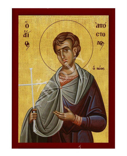Saint Apostle icon, Handmade Greek Orthodox icon St Apostle, Byzantine art wall hanging on wood plaque icon, religious gift - TheHolyArt