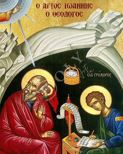 Saint John Evangelist icon, Handmade Greek Orthodox icon St John the Theologian, Apostle John Byzantine art wall hanging wood plaque - TheHolyArt
