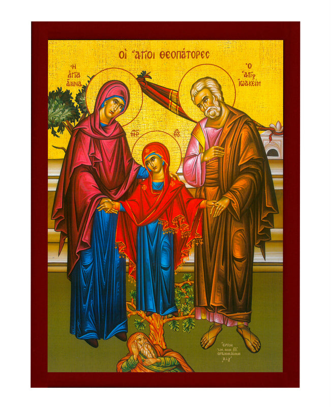 Saint Joachim and Anna icon, Handmade Greek Orthodox icon Parents of Virgin Mary, Byzantine art wall hanging on wood plaque, religious gift TheHolyArt
