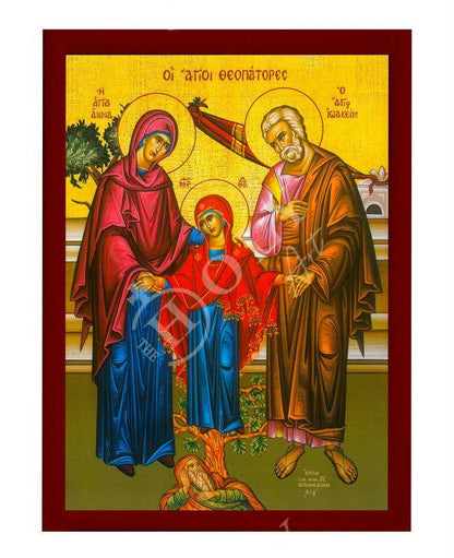 Saint Joachim and Anna icon, Handmade Greek Orthodox icon Parents of Virgin Mary, Byzantine art wall hanging on wood plaque, religious gift - TheHolyArt