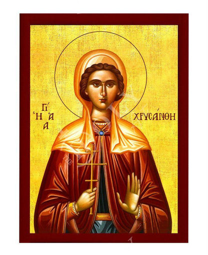 Saint Crysanthe icon, Handmade Christian Greek Orthodox icon of St Crysanthe, Byzantine art wall hanging icon on wood plaque, religious gift - TheHolyArt