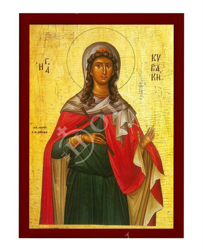 Saint Kyriaki icon, Handmade Greek Orthodox icon St Kyriaki, Byzantine art wall hanging on wood plaque icon, religious gift - TheHolyArt