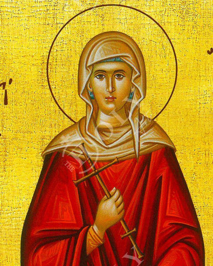 Saint Erasmia icon, Handmade Greek Orthodox icon St Erasmia, Byzantine art wall hanging on wood plaque icon, religious gift - TheHolyArt