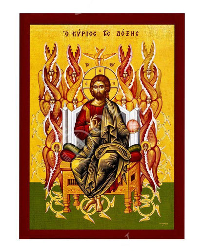 Jesus Christ icon, Handmade Greek Orthodox icon of our Lord of Glory, Byzantine art wall hanging on wood plaque, religious icon home decor - TheHolyArt