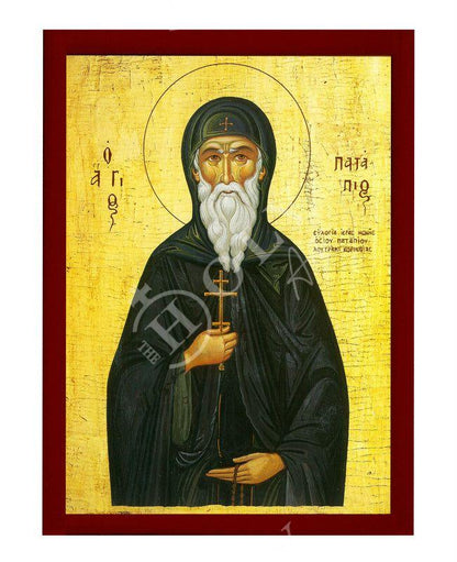 Saint Patapios icon, Handmade Greek Orthodox icon of St Patapios, Byzantine art wall hanging icon on wood plaque, religious decor - TheHolyArt