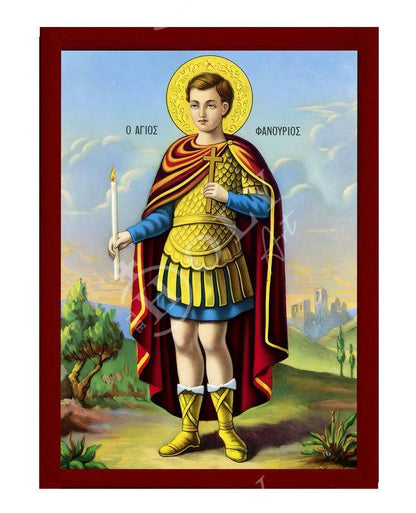 Saint Phanourios icon, Handmade Greek Orthodox icon St Fanourios, Byzantine art wall hanging wood plaque icon, religious gift(2) - TheHolyArt