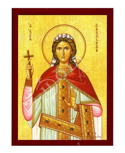 Saint Calliope icon, Handmade Greek Orthodox icon St Kalliopi, Byzantine art wall hanging wood plaque icon, religious gift - TheHolyArt