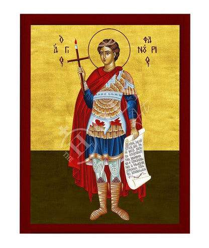 Saint Phanourios icon, Handmade Greek Orthodox icon St Fanourios, Byzantine art wall hanging wood plaque icon, religious gift - TheHolyArt