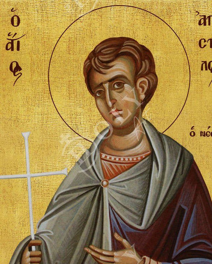 Saint Apostle icon, Handmade Greek Orthodox icon St Apostle, Byzantine art wall hanging on wood plaque icon, religious gift - TheHolyArt