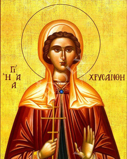 Saint Crysanthe icon, Handmade Christian Greek Orthodox icon of St Crysanthe, Byzantine art wall hanging icon on wood plaque, religious gift - TheHolyArt