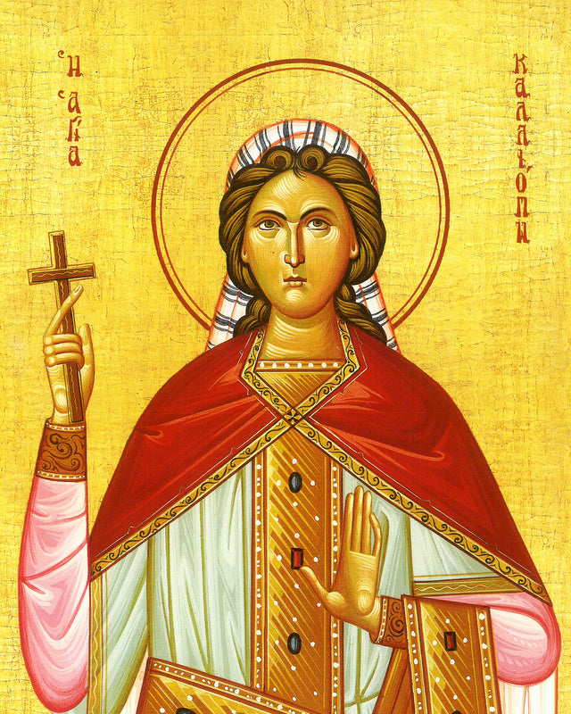 Saint Calliope icon, Handmade Greek Orthodox icon St Kalliopi, Byzantine art wall hanging wood plaque icon, religious gift TheHolyArt