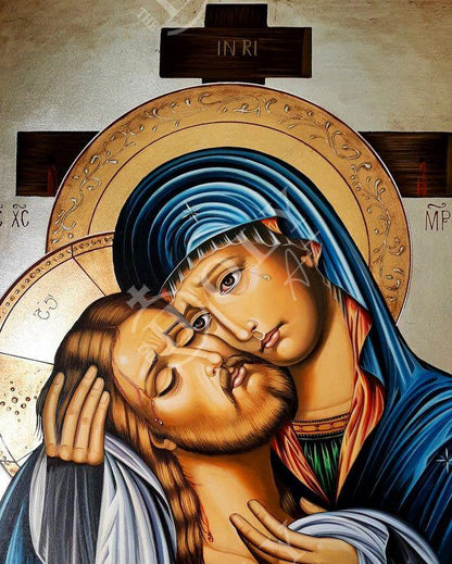 Humiliation of Jesus Christ icon, Handmade Greek Orthodox icon of Extreme Humility, Byzantine art wall hanging wood plaque, religious gift - TheHolyArt