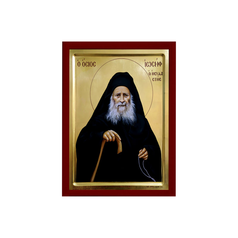 Saint Joseph icon, Handmade Greek Orthodox icon of St Joseph Hesychast of Mt Athos, Byzantine wood plaque TheHolyArt