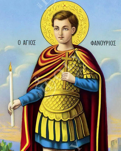 Saint Phanourios icon, Handmade Greek Orthodox icon St Fanourios, Byzantine art wall hanging wood plaque icon, religious gift(2) - TheHolyArt