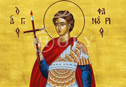 Saint Phanourios icon, Handmade Greek Orthodox icon St Fanourios, Byzantine art wall hanging wood plaque icon, religious gift - TheHolyArt
