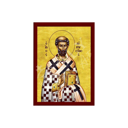 Saint Augustine icon, Handmade Greek Orthodox icon St Augustine of Canterbury, Byzantine wood plaque (2) - TheHolyArt