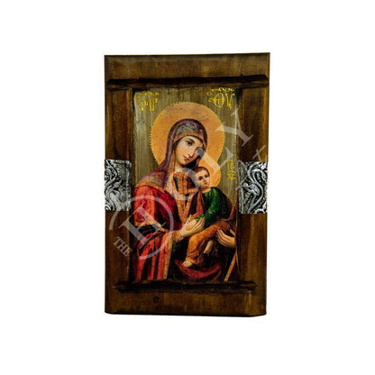 Virgin Mary icon Panagia, Handmade Greek Orthodox Icon, Mother of God Byzantine art, Theotokos wall hanging wood plaque religious icon gift - TheHolyArt